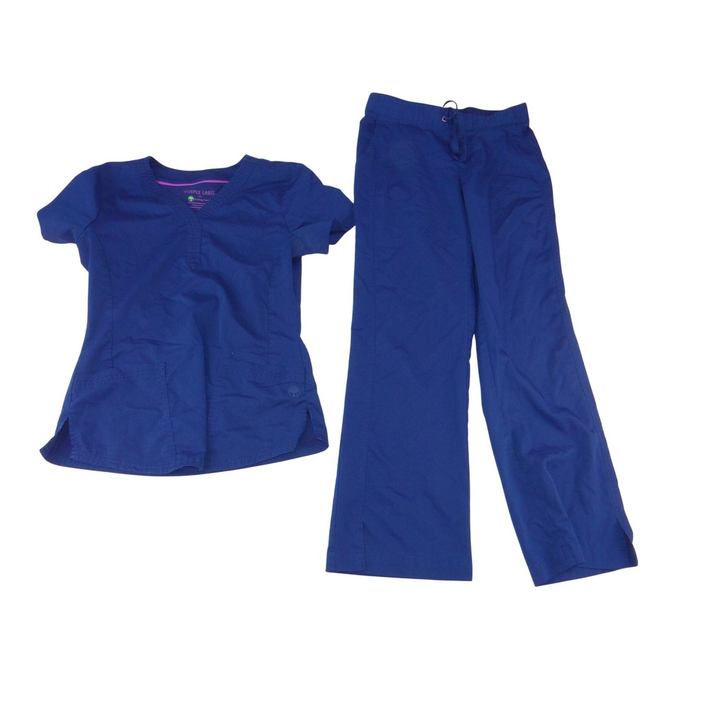 Healing Hands Purple Label Royal Blue V-Neck Scrub Set XS 3271